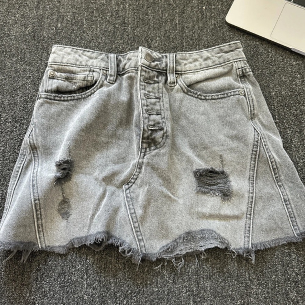 Grey jean skirt